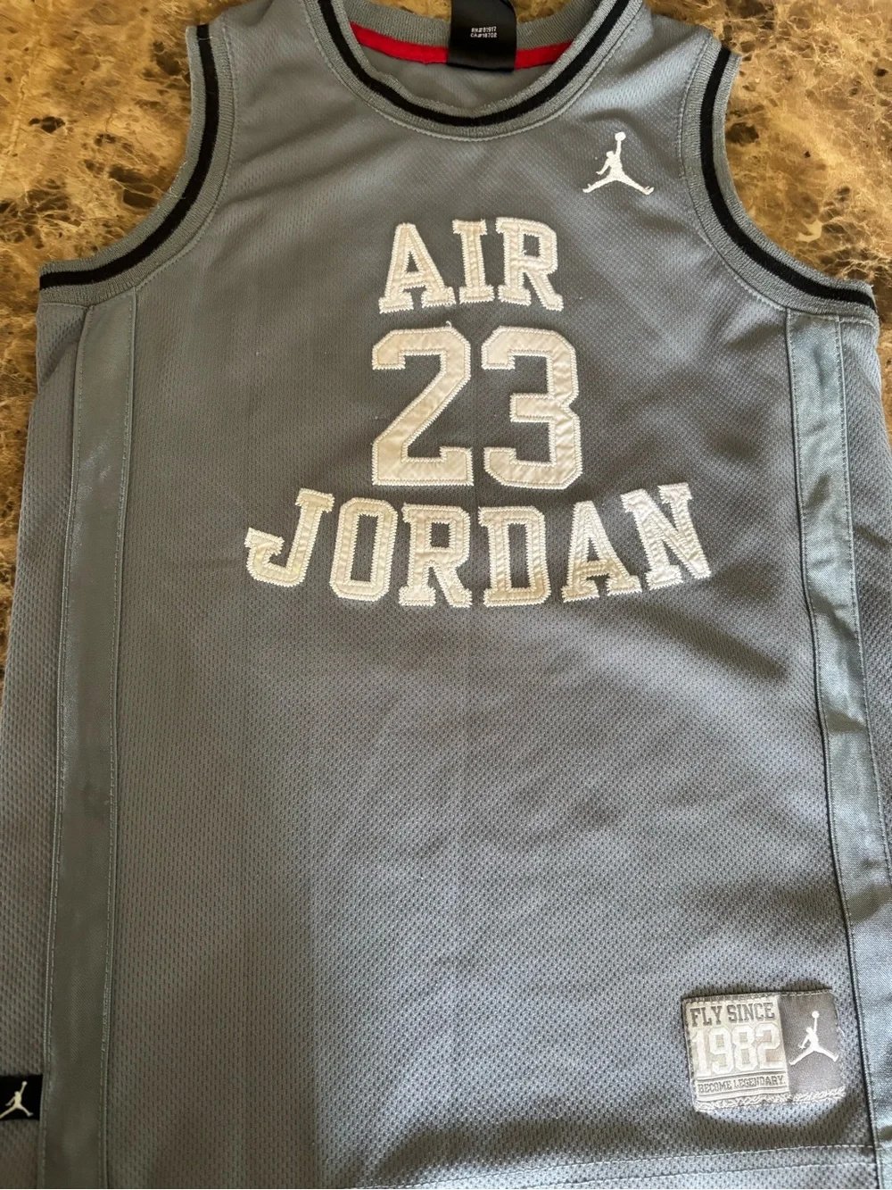 Jordan Gray Air 23 Basketball Jersey with White Accents